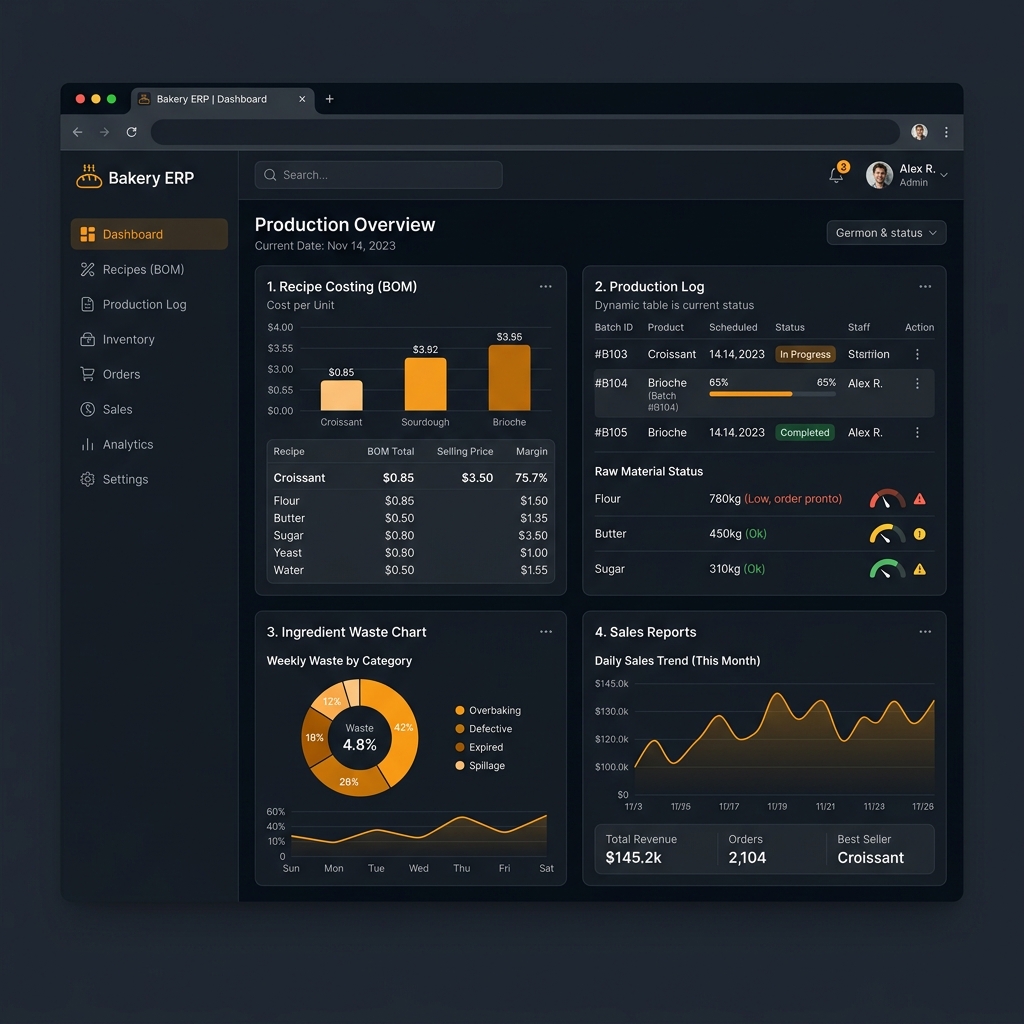 Manufacturing ERP Dashboard Mockup